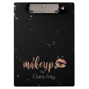 Elegant copper rose gold lips and marble makeup clipboard