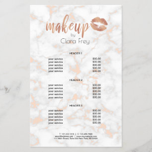 Elegant copper rose gold lips and marble makeup flyer