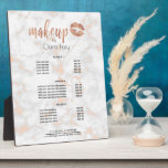 Elegant copper rose gold lips and marble makeup plaque<br><div class="desc">Stylish and modern makeup design featuring faux copper rose gold makeup text and lips,  white and copper marble texture.</div>