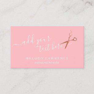 Elegant copper rose gold scissors hairstylist business card