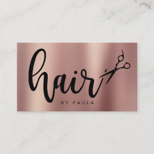 Elegant copper rose gold scissors hairstylist business card