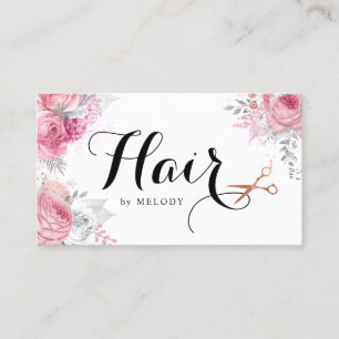 Elegant copper rose gold scissors hairstylist business card