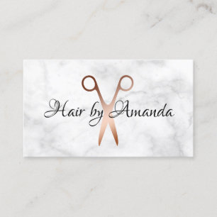 Elegant copper rose gold scissors hairstylist business card