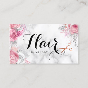 Elegant copper rose gold scissors hairstylist business card