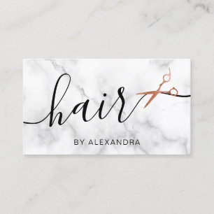 Elegant copper rose gold scissors hairstylist business card