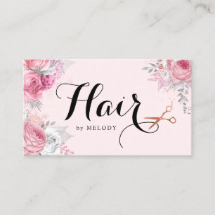 Elegant copper rose gold scissors hairstylist business card