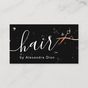 Elegant copper rose gold scissors hairstylist business card
