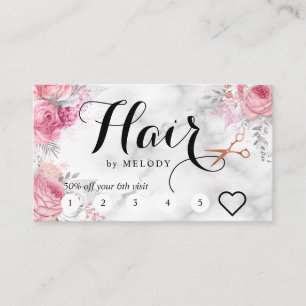 Elegant copper rose gold scissors hairstylist loyalty card