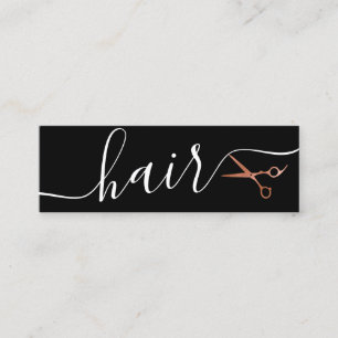 Elegant copper rose gold scissors hairstylist mini business card
