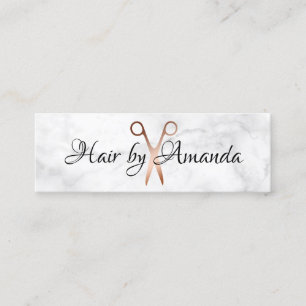 Elegant copper rose gold scissors hairstylist mini business card