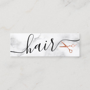 Elegant copper rose gold scissors hairstylist mini business card
