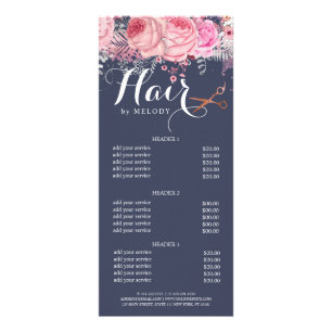 Elegant copper rose gold scissors hairstylist rack card