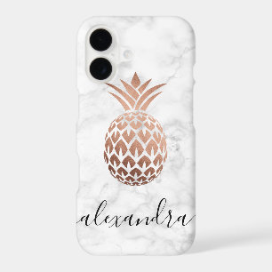 Elegant copper rose gold white marble pineapple