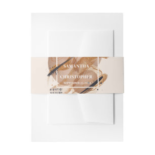 Elegant Copper rusty colours black brushes wedding Invitation Belly Band