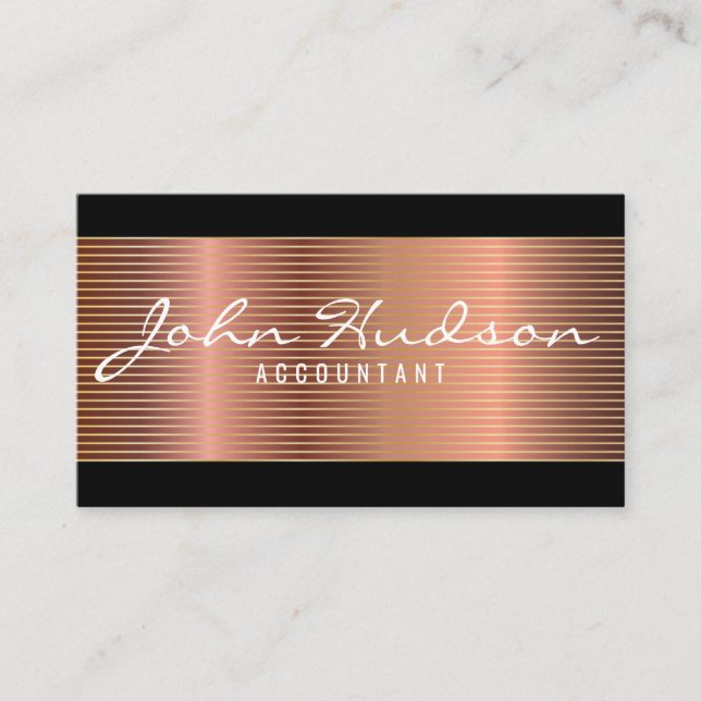 Elegant Copper Script Modern Design 3.5x2 Business Card (Front)