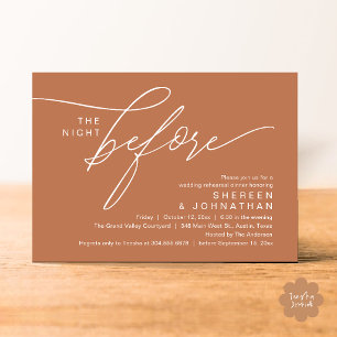 Elegant Copper Script Wedding Rehearsal Dinner Invitation