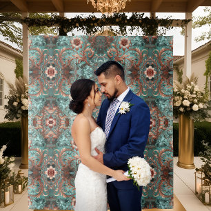 Elegant Copper Turquoise Formal Flowers Tapestry