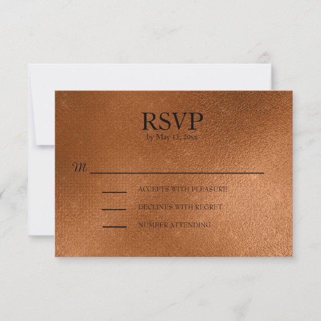 Elegant Copper Wedding RSVP Card (Front)