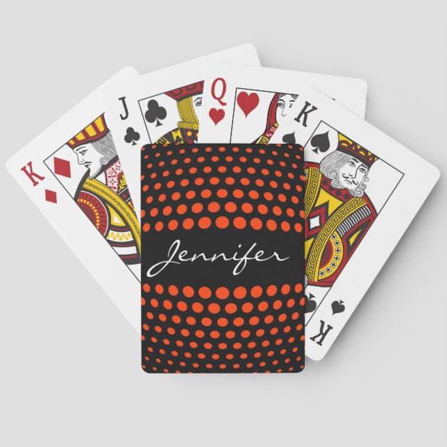 Elegant Coquelicot Polka Dots Pattern Playing Cards (Back)