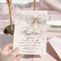 Elegant Coquette Bow and Pearl Baptism