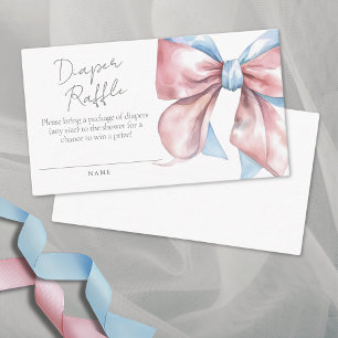 Elegant Coquette Bow Baby Shower Diaper Raffle Enclosure Card