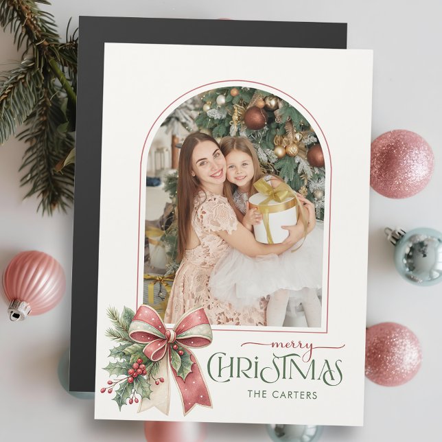 Elegant Coquette Bow Merry Christmas Arch Photo (Creator Uploaded)