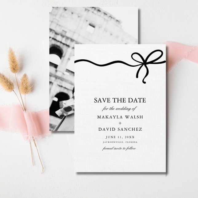 Elegant Coquette Bow Photo Wedding Save the Date (Elegant Coquette Bow Photo Wedding Save the Date)