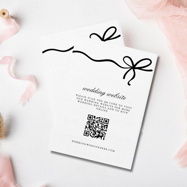Elegant Coquette Bow Wedding Details QR Code Enclosure Card (Elegant Coquette Bow Wedding Details QR Code Enclosure Card)