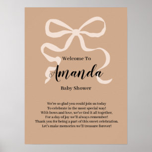 Elegant coquette bow Welcome Baby Shower  Poster
