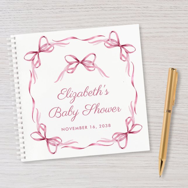 Elegant Coquette Bows Baby Girl Shower Guest Book (Creator Uploaded)