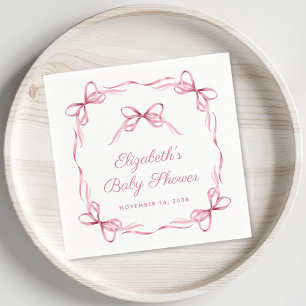 Elegant Coquette Bows Pink Baby Girl Shower Napkin