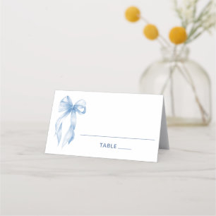 Elegant Coquette Dusty Blue Bow Place Card