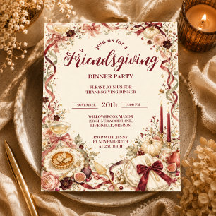 Elegant Coquette Friendsgiving Dinner Invitation