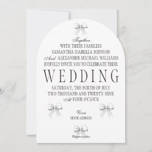 Elegant Coquette Hand Drawn Bows & Wedding Vows Invitation