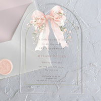 Elegant Coquette Pink Blush Roses Bow Baby Shower