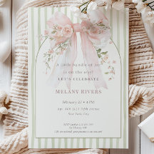 Elegant Coquette Pink Blush Roses Bow Baby Shower