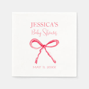 Elegant Coquette Pink Bow Baby Shower Girl Napkin