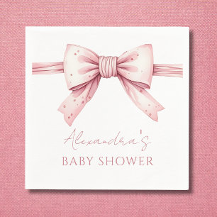 Elegant Coquette Pink Bow Baby Shower Napkin