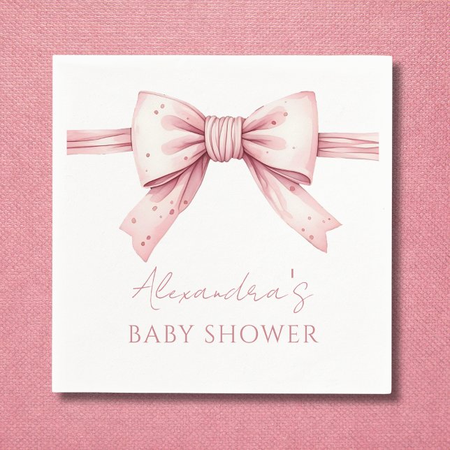 Elegant Coquette Pink Bow Baby Shower Napkin (Creator Uploaded)