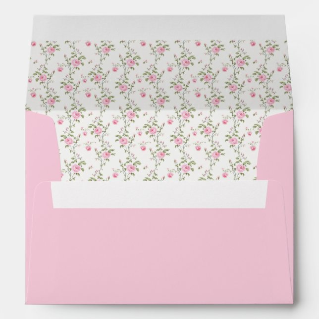 Elegant Coquette  Pink Bow Floral Baby Shower Envelope (Back (Bottom))