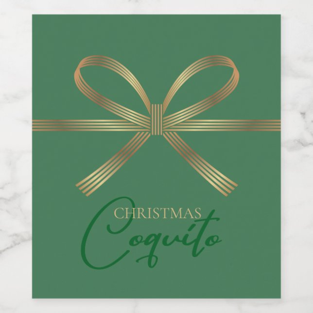 Elegant Coquito Bow Wine Label (Single Label)