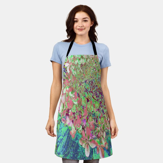 Elegant Coral and Chartreuse Limelight Hydrangea Apron (Worn)