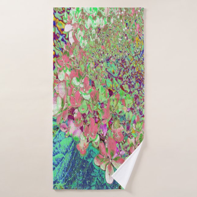Elegant Coral and Chartreuse Limelight Hydrangea Bath Towel (Bath Towel)