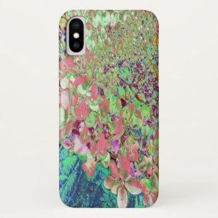 Elegant Coral and Chartreuse Limelight Hydrangea iPhone X Case