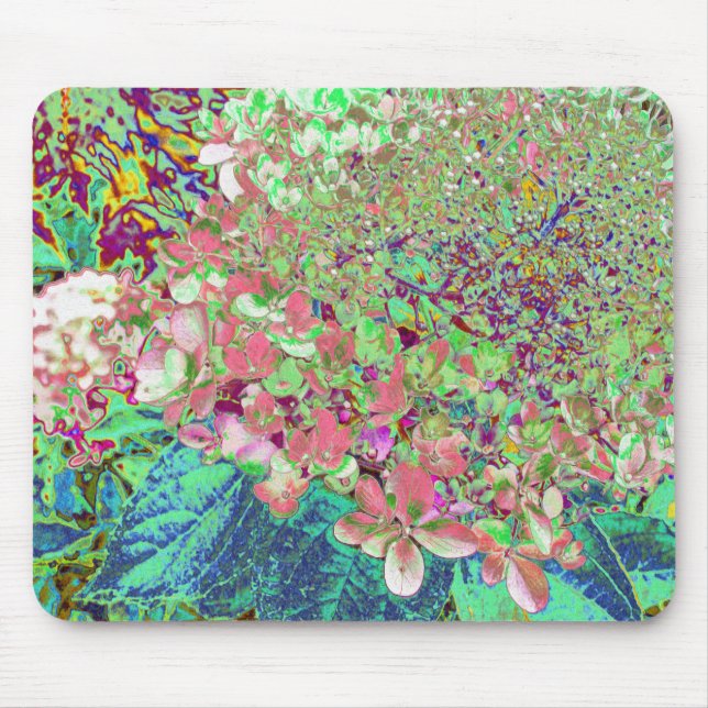 Elegant Coral and Chartreuse Limelight Hydrangea Mouse Mat (Front)