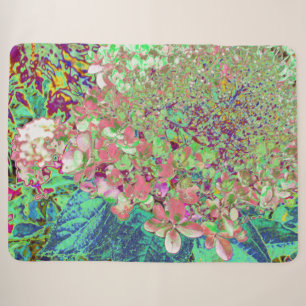 Elegant Coral and Chartreuse Limelight Hydrangea Sherpa Blanket