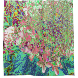 Elegant Coral and Chartreuse Limelight Hydrangea Shower Curtain