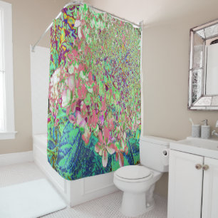 Elegant Coral and Chartreuse Limelight Hydrangea Shower Curtain