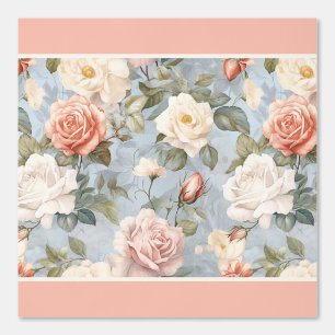 Elegant Coral and Ivory Roses Room Border Wallpaper