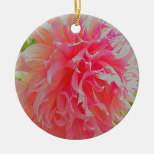 Elegant Coral and Pink Decorative Dahlia Ceramic Tree Decoration